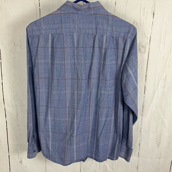 IZOD slim fit blue plaid button up shirt Medium 100% cotton - Picture 2 of 8